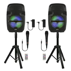 Pbx-808tws Usa Two 8 Inch Portable Pa Speaker Systems With 2 Speakers Sta