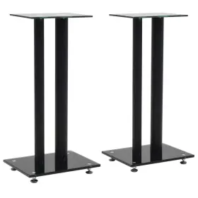 Vidaxl 718475592877 Speaker Stands 2 Pcs Tempered Glass Pillars Design Black