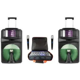 Thunder-1500-pro Vocopro 692868263408 Band-go Complete Pa 15 Inch Speaker System Wireless Mics And Built-in Lights