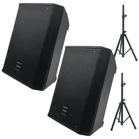 Wap8t Warzone 2x 500w Active Pa Speakers 2 Adjustable Speaker Stands Bundle