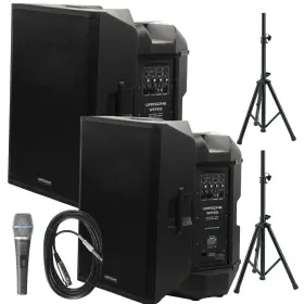 Wpts15 Warzone 2x 2500w Bluetooth Powered Speakers 2 Adjustable Pa Stands