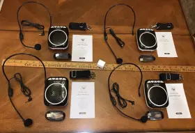 Wb001 Winbridge Lot Of 4 Sets Portable Voice Amplifiers With Headset Microphones