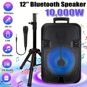 Wm 711181733914 12 Inch Bluetooth Party Speaker With Led Lights Mic Tws Bass Boost And More