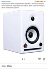 Audea Sound Mate Studio Monitor Speaker Premium Desktop Active White New. Price: $50.00.