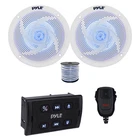 Pyle Marine Bluetooth Controller W/mic, 2X 8'' Flash Led White Speaker,wire New. Price: $155.49.