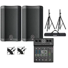 Harbinger Vari 2408 8" Powered Speakers Package WLX8 Mixer, Stands Cables New. Price: $739.99.