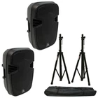 (2) Harmony Audio HA-L15BA Pro Dj Bluetooth 15" 1200W Powered Pa Speaker Stands New. Price: $505.99.