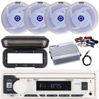 Pyle White Stereo Marine Receiver With Cover, 4X 8'' 320W Blue Led Speakers, Amp New. Price: $221.99.