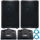 Qsc CP8 Series Compact 8" Powered Dj Speakers Pair With Tote Bags Pack New. Price: $997.40.