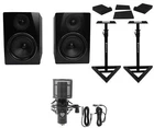 (2) Rockville APM6B 6.5" Powered Usb Studio Monitors+stands+pads+condenser Mic New. Price: $303.90.