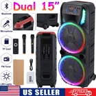 Dual 15'' Subwoofer Portable Bluetooth Speaker With 2 Mics For Karaoke Dj Party New. Price: $219.99.