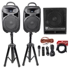 Rockville RPG082K Dual 8" Powered Pa Dj Speakers/bluetooth+mic+stands+cables+sub New. Price: $409.85.