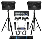 (2) Rockville KPS12 12" 1600W Karaoke Speakers+mixer+tripod Stands+wireless Mics New. Price: $642.65.