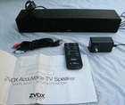 Zvox AV157 Accuvoice Tv Speaker Sound Bar 17" Remote Manual Used. Price: $199.99.