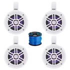 Pyle 4" 300W Bluetooth Marine Multicolor Led Tower White Speakers (qty 4) W/wire Open. Price: $260.99.