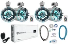 4 Rockville WB65KLED 6.5" 600W Metal Marine Wakeboard Tower Speakers+amp+mic. Price: $581.85.