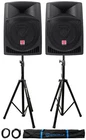 Pair Rockville RPG12 12" 1600W Powered Pa/dj Speakers Stands Cables+bag New. Price: $447.90.