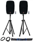 (2) Rockville BPA15 15" Powered 800W Speakers+bluetooth+stands For Church/school New. Price: $457.90.