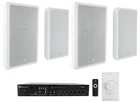 Rockville Commercial Restaurant AMP+(4) White Slim Speakers+wall Controller New. Price: $269.95.