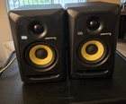 Two Krk Rokit 4 Active Amplified Studio Monitors Pair Black/yellow Front Port Used. Price: $169.80.