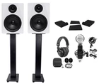 (2) Rockville DPM5W 5.25" 300W Dual Active Studio Monitors+stands+headphones+mic New. Price: $393.80.