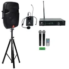 Rockville RAM15BT 15"BLUETOOTH Rechargeable 800W Pa SPEAKER+HEADSET+2 Mics+stand New. Price: $359.90.