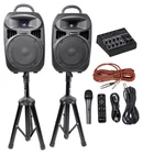 Rockville RPG082K Dual 8" Powered Pa System Speakers/bluetooth+mic+stands+mixer New. Price: $249.95.