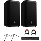 Electro-voice ZLX-15P-G2 15" 2-WAY 1000W (pair) W/ Stands, Case & 2X Xlr Bundle New. Price: $1298.99.