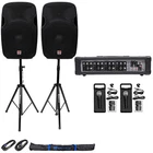 (2) Rockville SPGN158 15" Passive 3200W Dj Speakers+powered Mixer+mics+stands New. Price: $559.85.