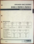 Yamaha S118 Iii S210 S212 Speaker Enclosures Original Service Manual Used. Price: $24.99.