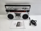 Riptunes Boombox Radio Cassette Player RACR-510BT Retro Am/fm Usb Silver Used. Price: $75.00.