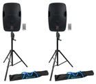 (2) Rockville BPA12 12" Powered 600 Watt Dj Speakers+crank-up Stands New. Price: $529.80.