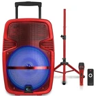 Technical Pro 15" Rechargeable Bluetooth Led Loudspeaker Package W/ Tripod & Mic Open. Price: $139.99.