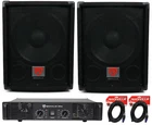 (2) Rockville SBG1128 12" 1200W Pro Dj Subwoofers RPA5 1000W Amplifier+cables New. Price: $435.75.