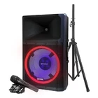 Gemini GSP-L2200PK Bluetooth 2200W 15" Led Party Lights Speaker Mic Stand Set New. Price: $399.95.