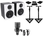 (2) Rockville APM6W 6.5" Powered Usb Studio Monitors+stands+pads+condenser Mic New. Price: $303.90.