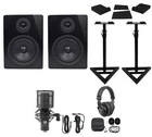 (2) Rockville APM5B 5.25" Powered Usb Studio Monitors+stands+pads+mic+headphones New. Price: $318.90.