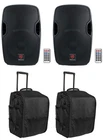 Rockville BPA12 12" Powered Bluetooth 600W Dj Speakers +(2) Rolling Bags New. Price: $594.90.