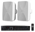 Rockville 60W Commercial/restaurant Amplifier AMP+(2) White 5.25" Wall Speakers New. Price: $224.90.