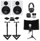 Rockville DPM5W 5.25" 300W Active Studio Monitors+stands+headphones+mic+shield New. Price: $370.85.