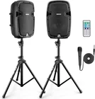 Pyle Wireless Portable 1000W Bluetooth Pa Speaker System W/ Stands Mic Black Open. Price: $169.99.