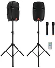 Rockville 2) 12" Battery Powered Speakers+stands+mics For Backyard Movie Theater New. Price: $324.95.