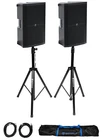 (2) Mackie 15" 1400W Powered Dj Pa Speakers+stands+cables+bag New. Price: $699.98.