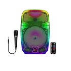 Qfx 8" Translucent Portable Party Speaker W/ Bluetooth & Rechargeable Battery Open. Price: $39.99.