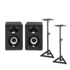 Samson Mediaone M30BT 3-INCH Powered Bluetooth Studio Monitors With Stands Open. Price: $239.99.