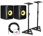 Krk Classic 8-INCH Powered Studio Monitor Pair With Stands Cables New. Price: $499.99.