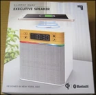 Sharper Image Executive Speaker Bluetooth Wireless Charging Pad Music White Qi Open. Price: $49.99.
