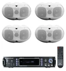 (4) Rockville D4-16 White Dual 4" Ohm Outdoor Restaurant Patio Speakers+amp New. Price: $384.75.