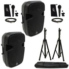 (2) Harmony HA-L15BA Pro Dj Bluetooth 15" 1200W Pa Speaker Stand & Peavey Mics New. Price: $584.99.