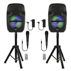PBX-808TWS Dual 8-INCH Portable Bluetooth Pa Speaker System With Stands, Wired New. Price: $239.31.